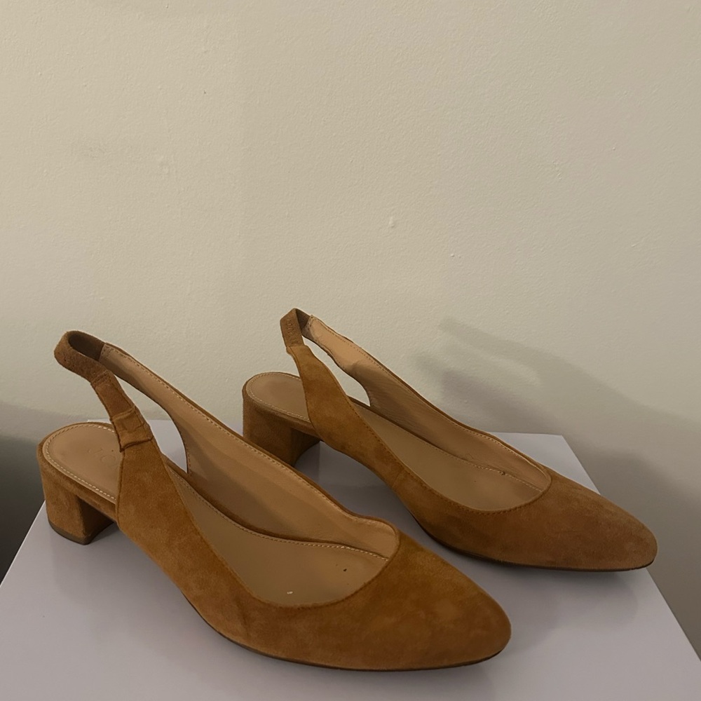 J.crew Genuine Suede Slingback Heels Size 7.5